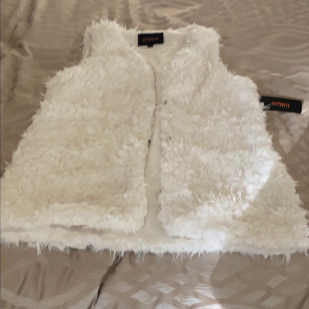Vest sheepskin jacket sleeveless white